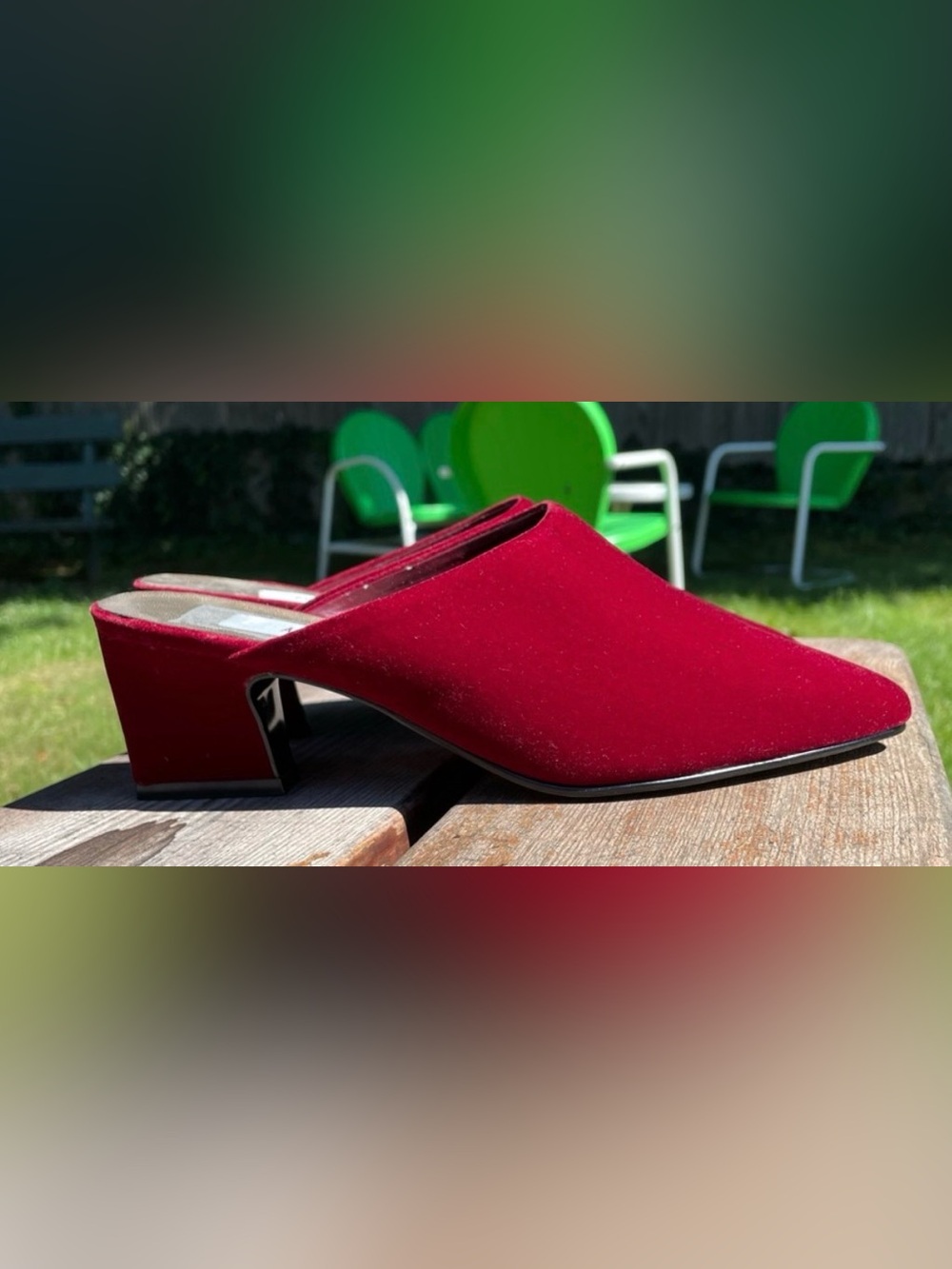 Vintage Chunky Heel Burgundy Mules